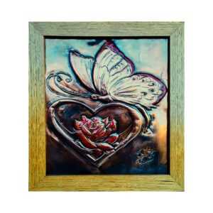 Butterfly on Heart felt  Rose