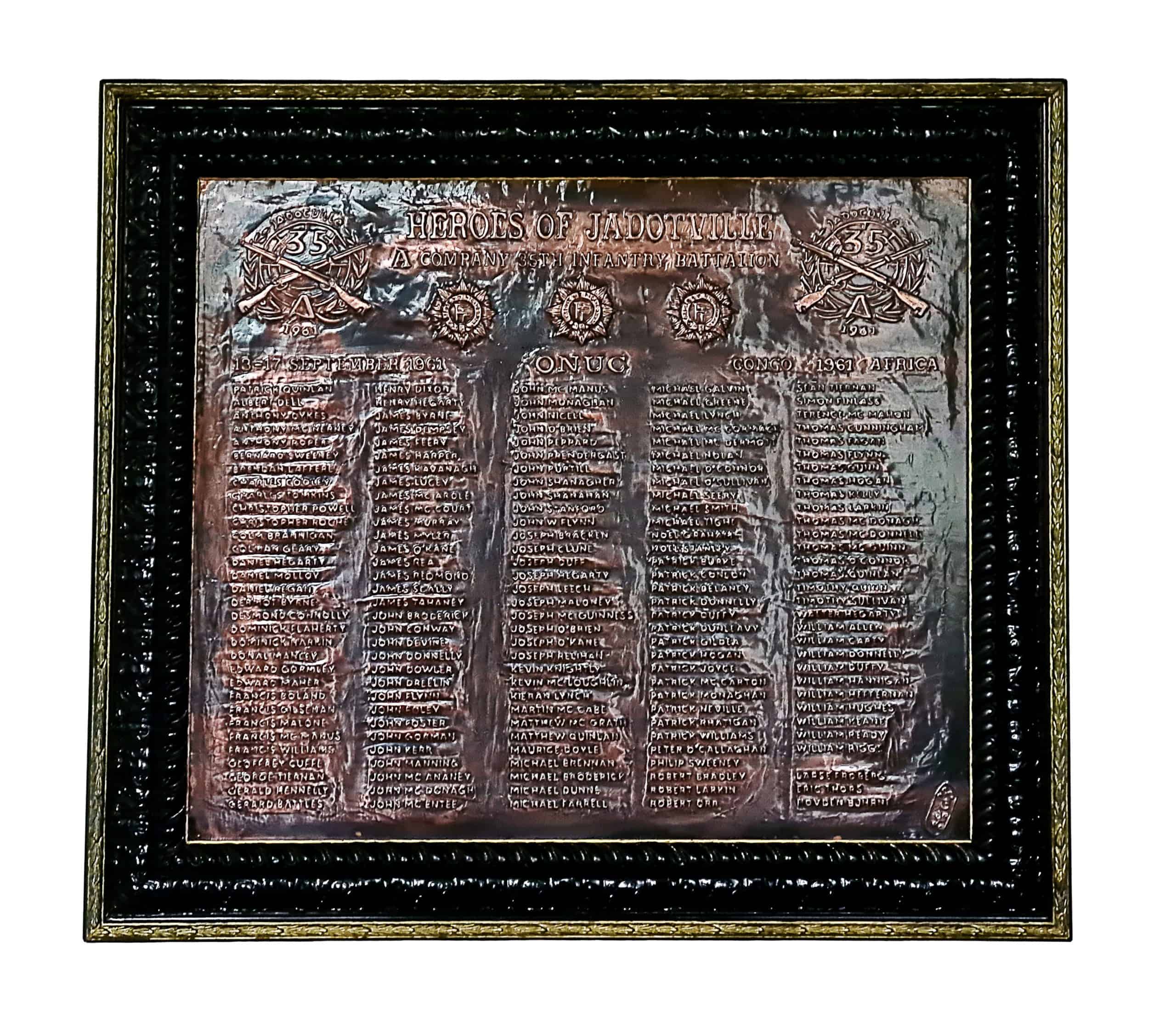 "Siege of Jadotville name plaque "